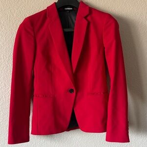 Express Red Single-Button Tailored Blazer